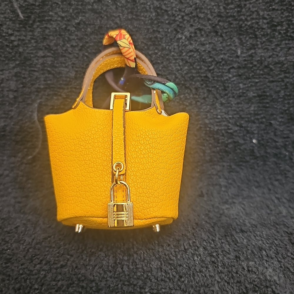 Unbranded Yellow Mini Bag Charm with Structured Design and Top Handle